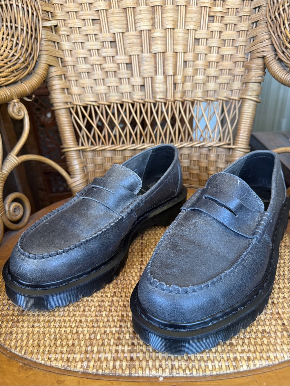Dr. Martens Men’s Gray Suede Penny Loafers